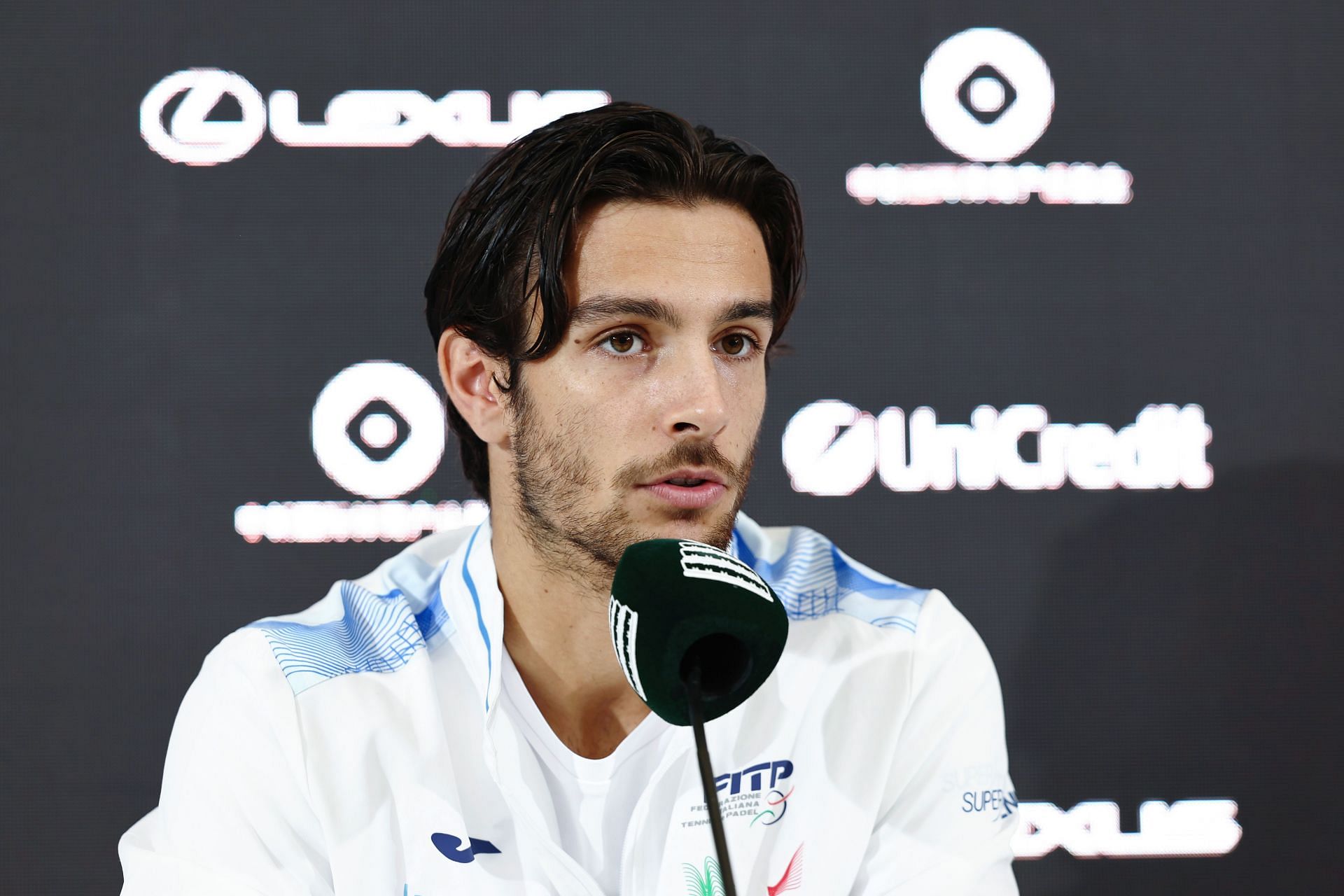 In Picture: Lorenzo Musetti in a press conference during the Davis Cup Final (Source: Getty Images)