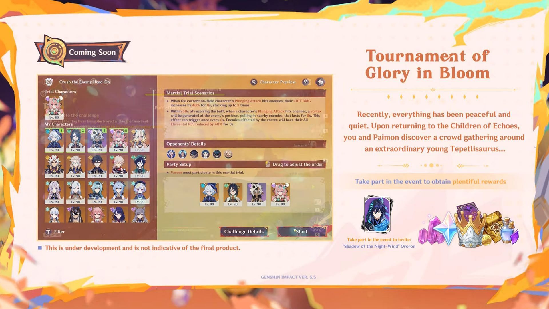 Tournament of Glory in Bloom event in version 5.5 (Image via HoYoverse)