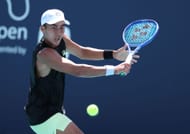 Rinky Hijikata of Australia returns a shot against Hamad Medjedovic of Serbia during their match on Day 2 of the Miami Open - Source: Getty