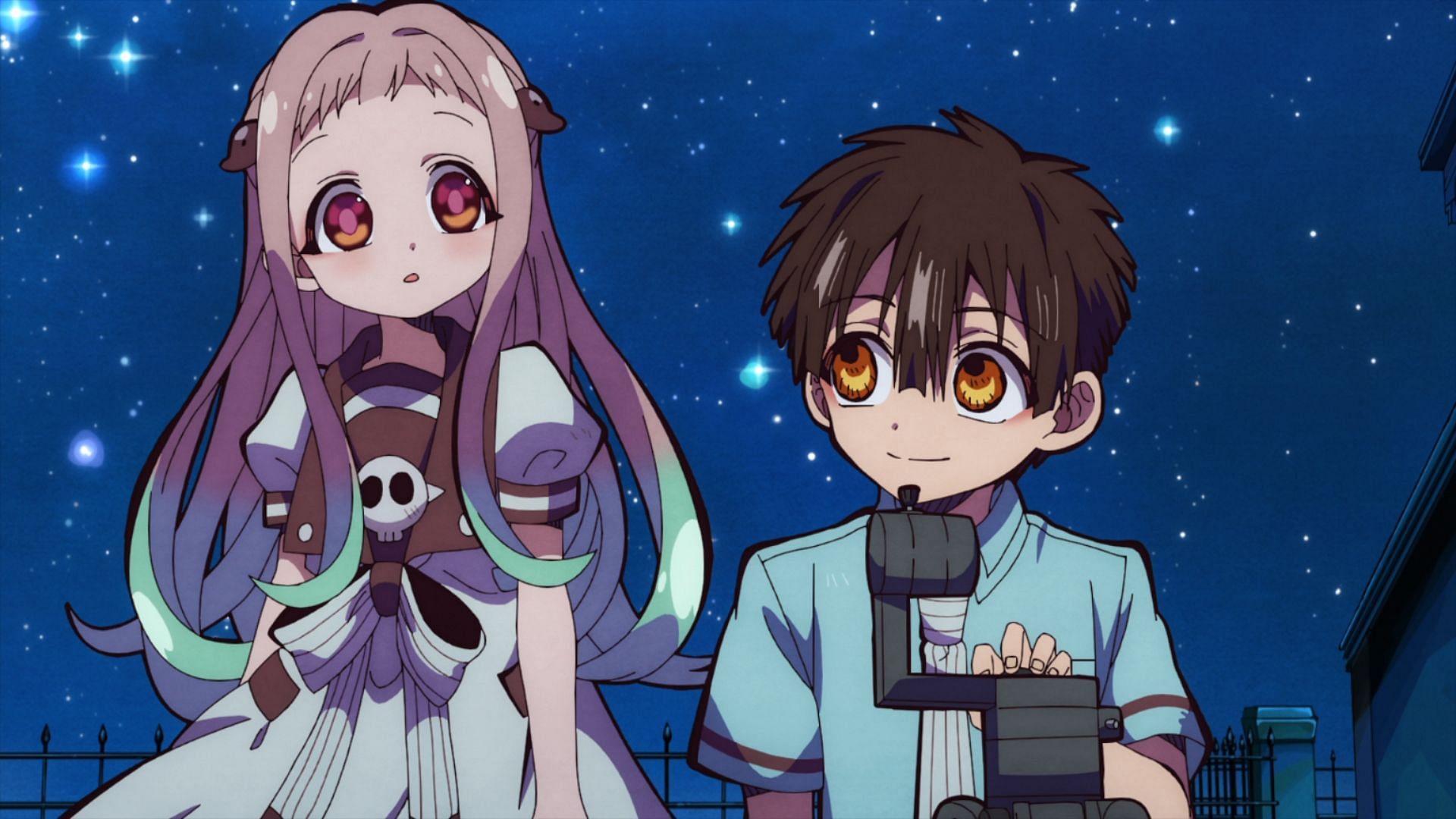 Nene and Amane stargazing in Toilet-Bound Hanako-kun season 2 episode 8 (Image via Lerche)