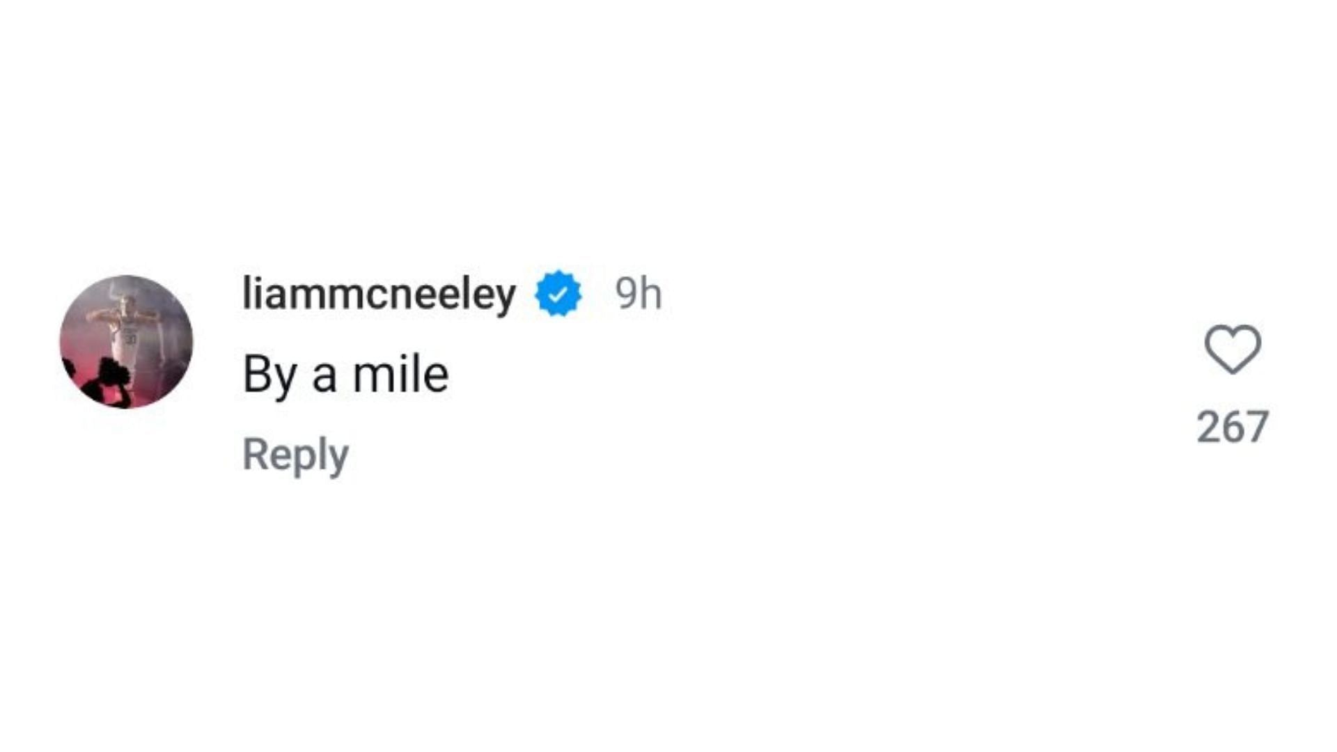 Liam McNeeley commented on the UConn Huskies&#039; Instagram post congratulating Tarris Reed Jr. for his Big East Sixth Man of the Year Award. Source: @uconnmbb