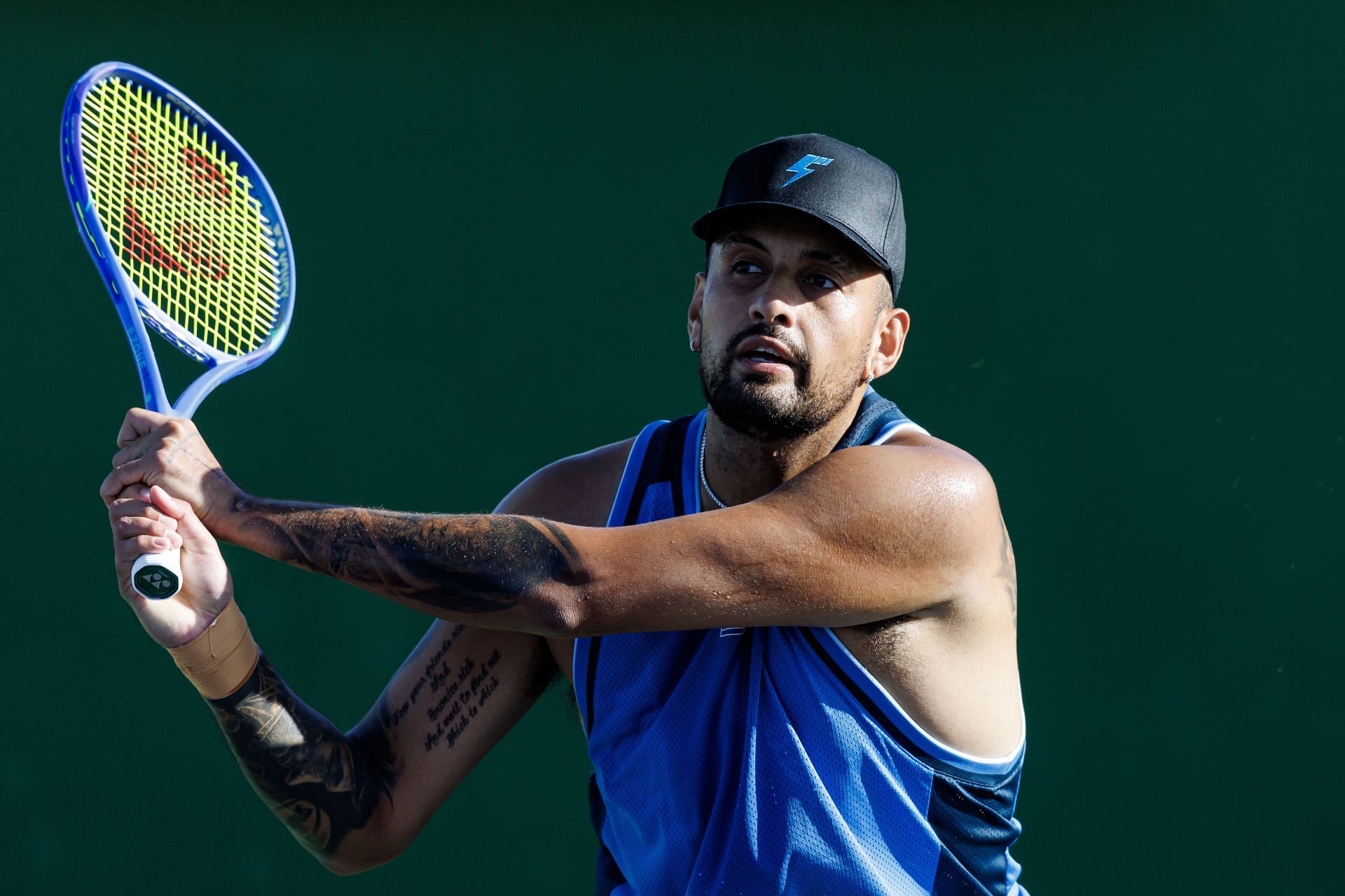 Nick Kyrgios practising at the BNP Paribas Open 2025 - Source: Getty