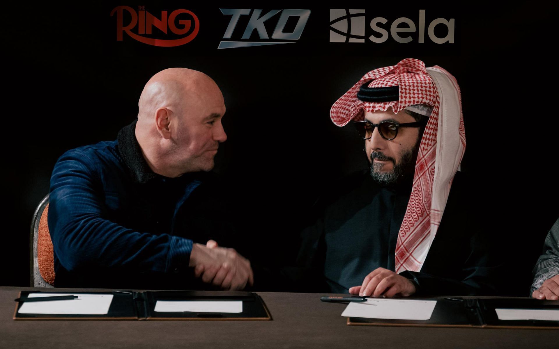 Concerns around Dana White (left) and Turki Alalshikh