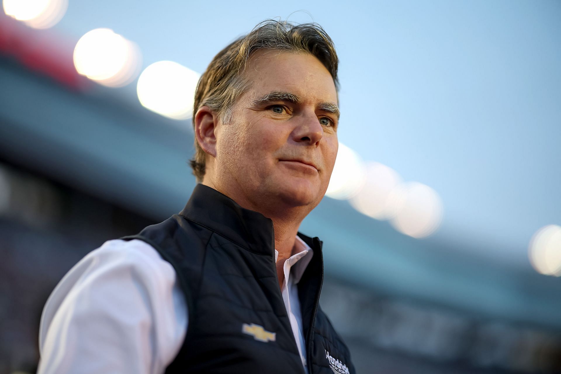 Jeff Gordon looks on prior to the NASCAR Cup Series Bass Pro Shops Night Race at Bristol Motor Speedway on September 21, 2024 - Source: Getty