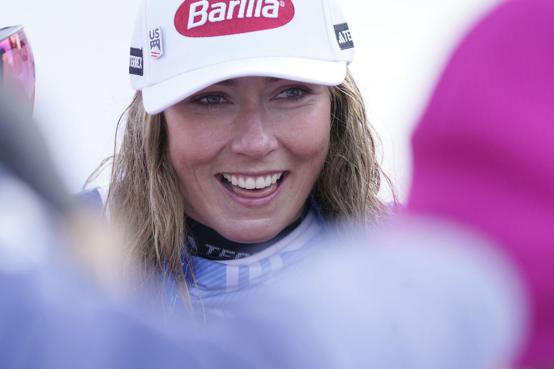 Shiffrin enjoying her slalom victory in Sestriere during the 2024-25 FIS SKI World Cup (Image via: Getty Images)