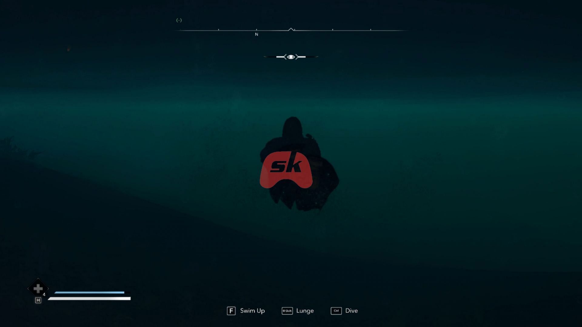 You need to hide inside the water to unlock this trophy (Image via Sportskeeda Gaming || Ubisoft)