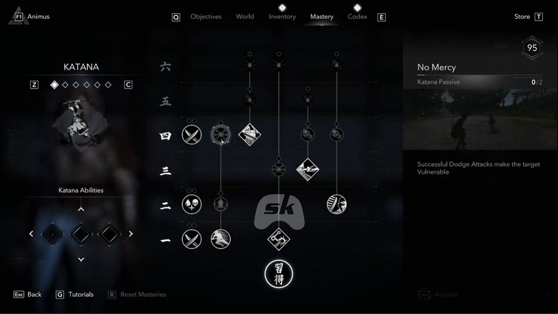 All Katana Skills for Naoe (Image via Sportskeeda Gaming, Ubisoft)