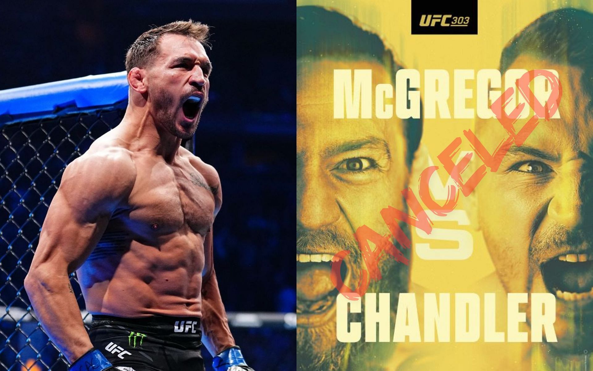 Michael Chandler (left) talks about his canceled bout with Conor McGregor last year (right). [Image credit: @mikechandlermma, @ufc on Instagram]