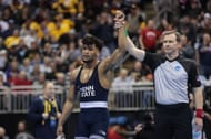 Carter Starocci celebrates after winning the title at the 2024 NCAA Division I Men's Wrestling Championship - Source: Getty