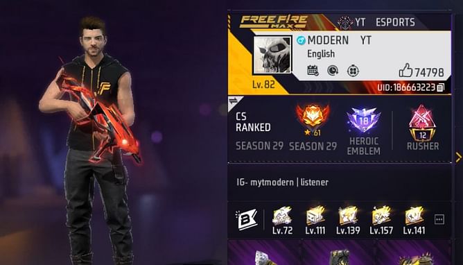 MYT की Free Fire MAX ID, स्टैट्स और अन्य जानकारी