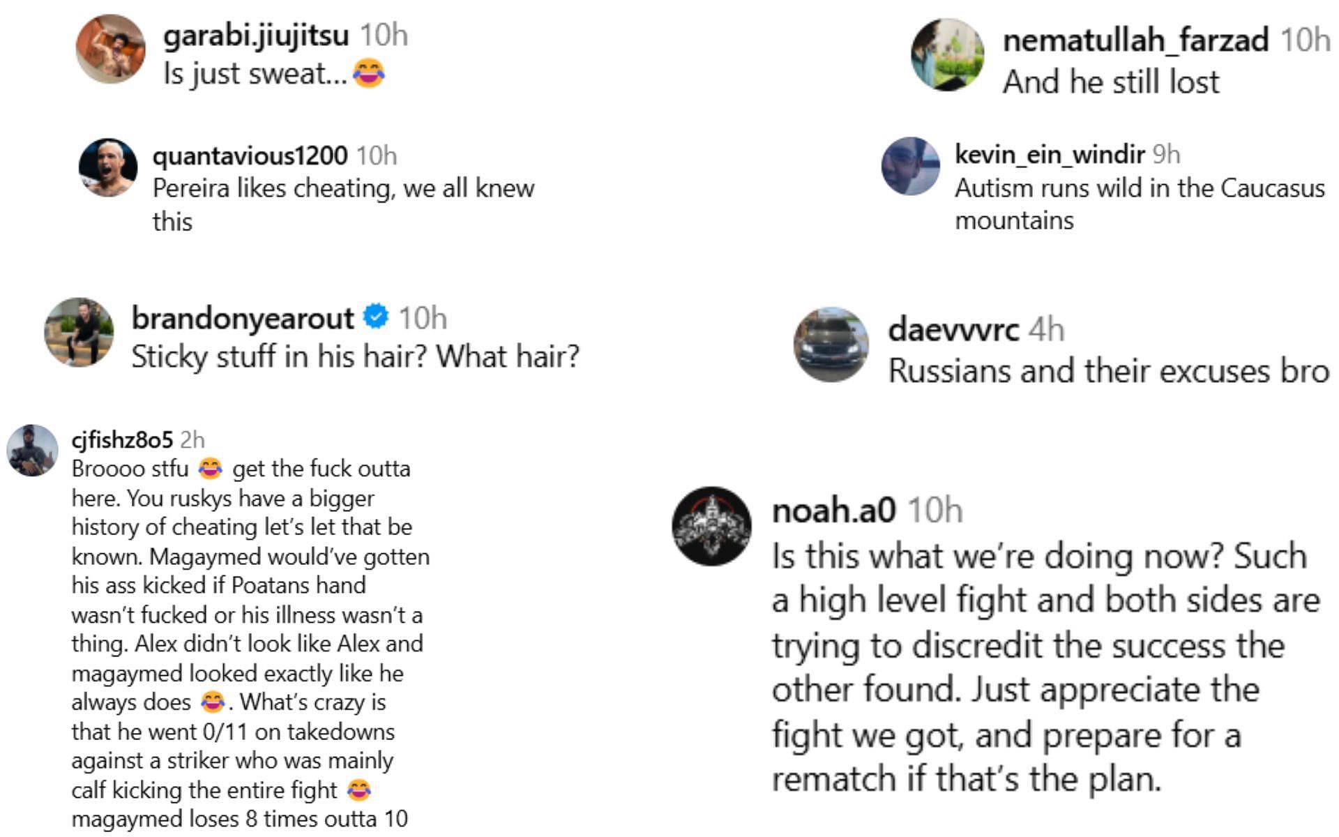 Fan reactions [Screenshots courtesy: @redcorner.mma on Instagram]