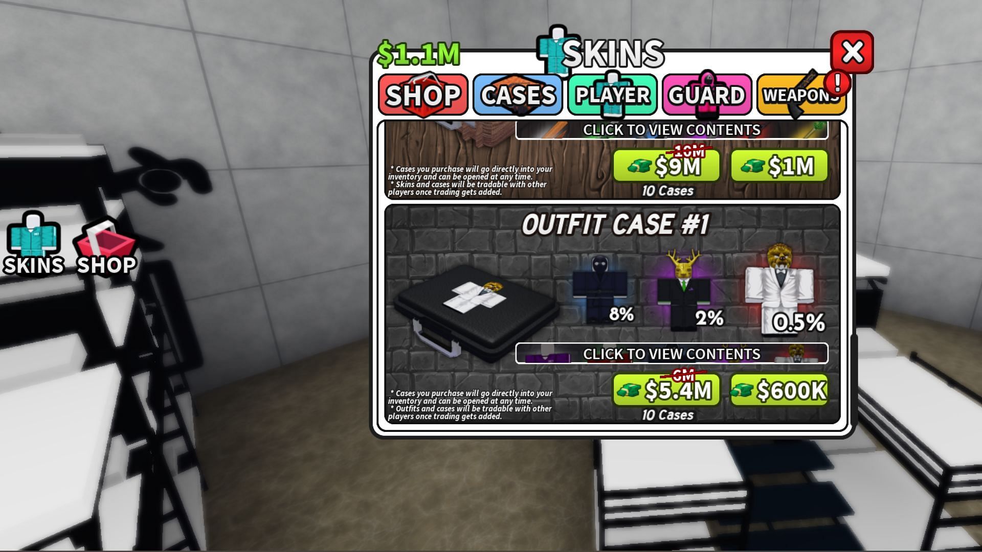 Use Cash to purchase different Cases (Image via Roblox)