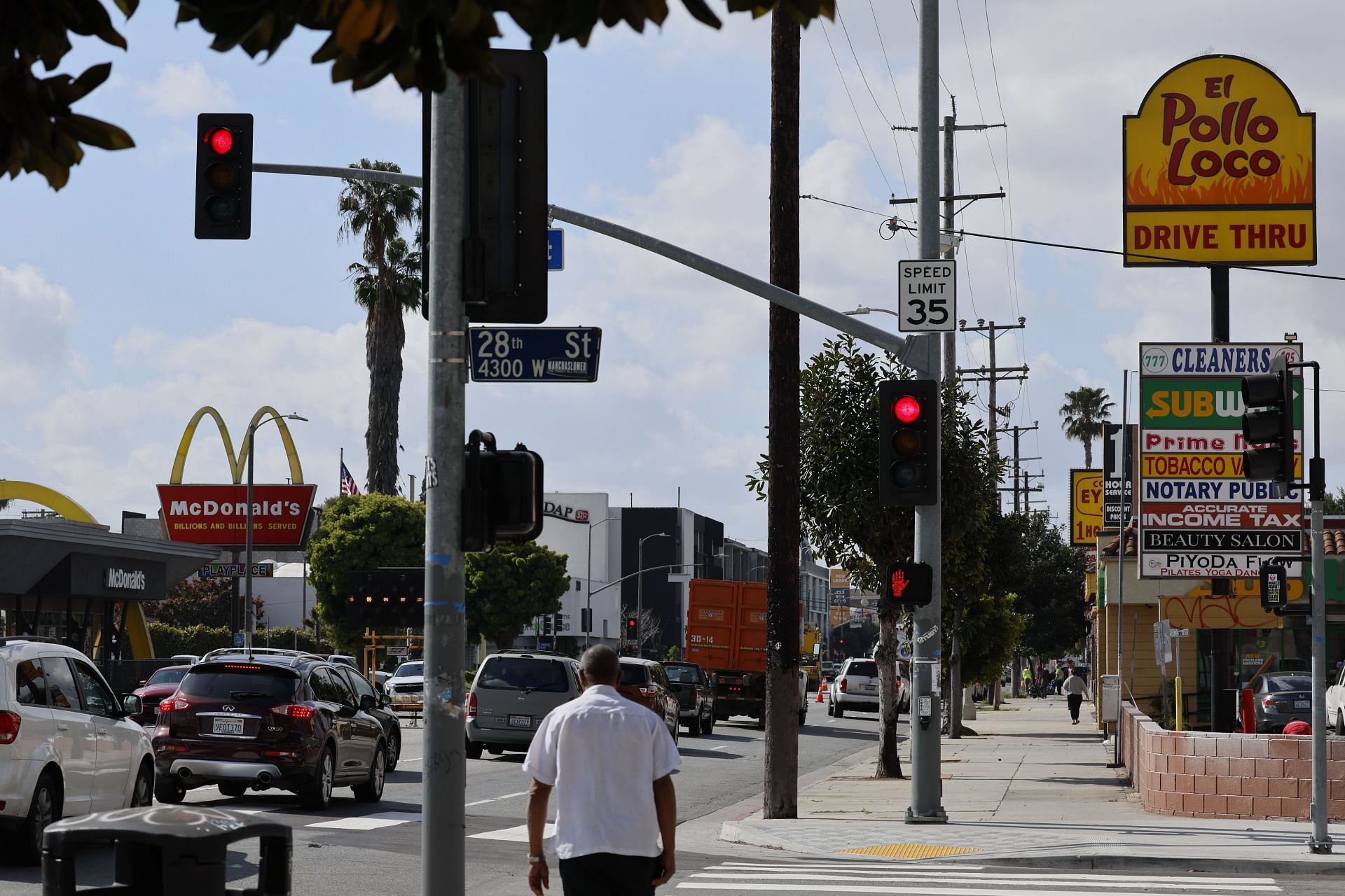 Fast food restaurants and grocery store on Crenshaw Blvd. in south Los Angeles - Source: Getty