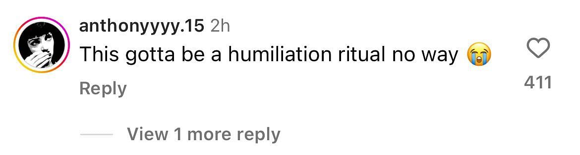 A comment suggests that the interaction is a humiliation ritual