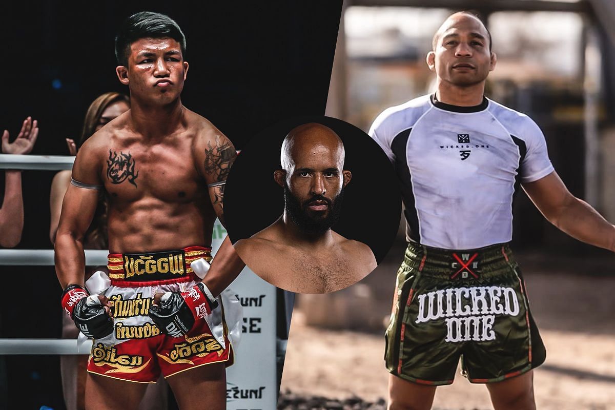 Rodtang (left), Demetrious Johnson (middle circle inset), John Dodson (right) [Photo via ONE Championship]