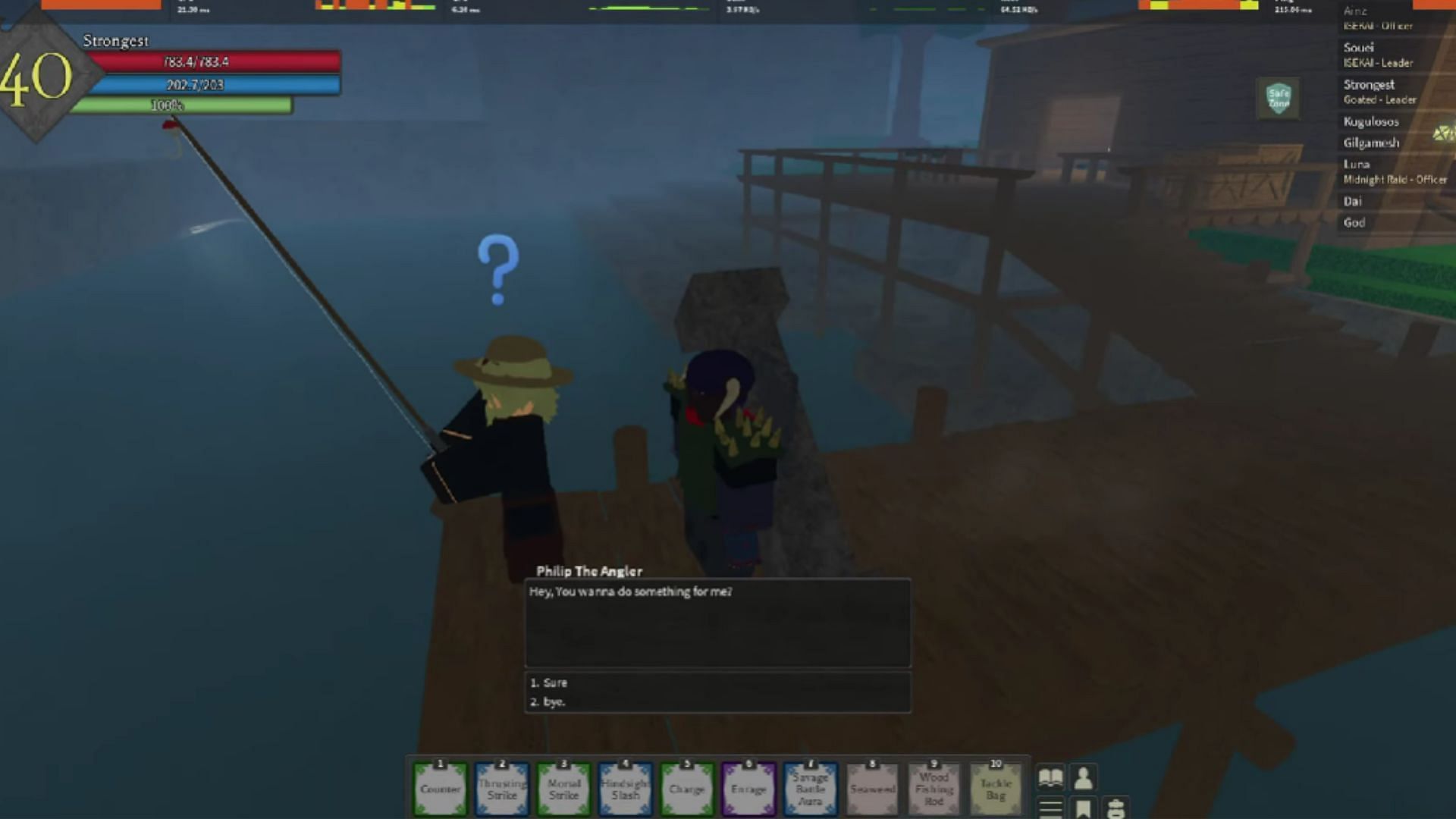 Philip the Angler NPC (Image via Roblox | YouTube@Roastedbacon)