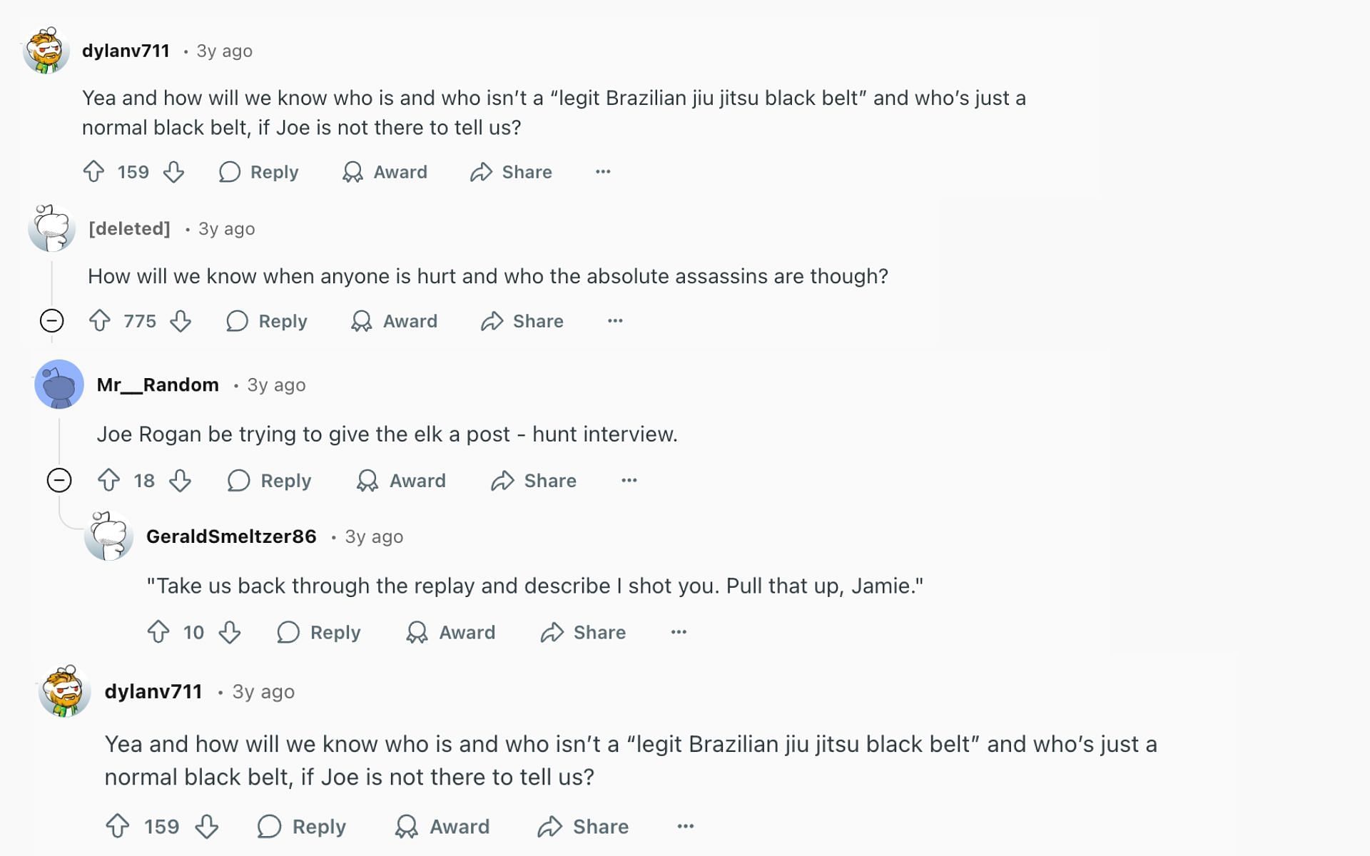 Fans react to Joe Rogan not attending UFC 266. [Screenshot courtesy: Reddit]