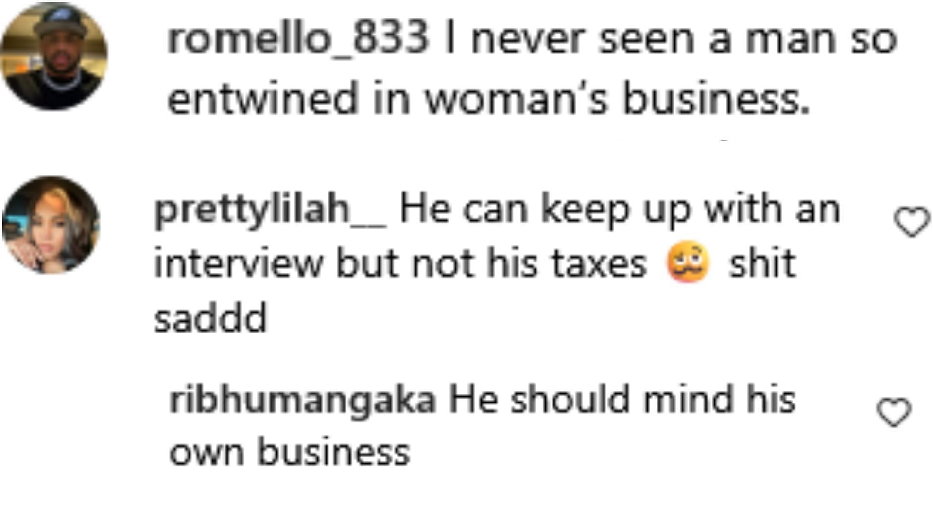 Netizens reacted as Porsha Williams post (Image via Instagram / @romello_833 / @ prettylilah__ / @ribhumangaka)