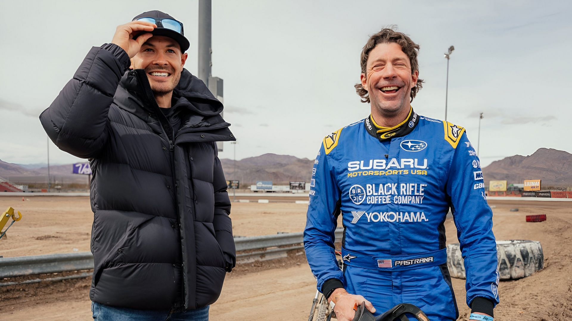 Image credits: X@Kylelarson : Kyle Larson and Travis Pastrana at Las Vegas Motor Speedway