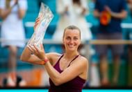 Petra Kvitova of the Czech Republic poses with the trophy after defeating Elena Rybakina of Kazakhstan in the women's singles final on Day 14 of the Miami Open- Source: Getty