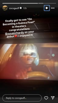 Coco Gauff's Instagram Story. (Image: Instagram @cocogauff)