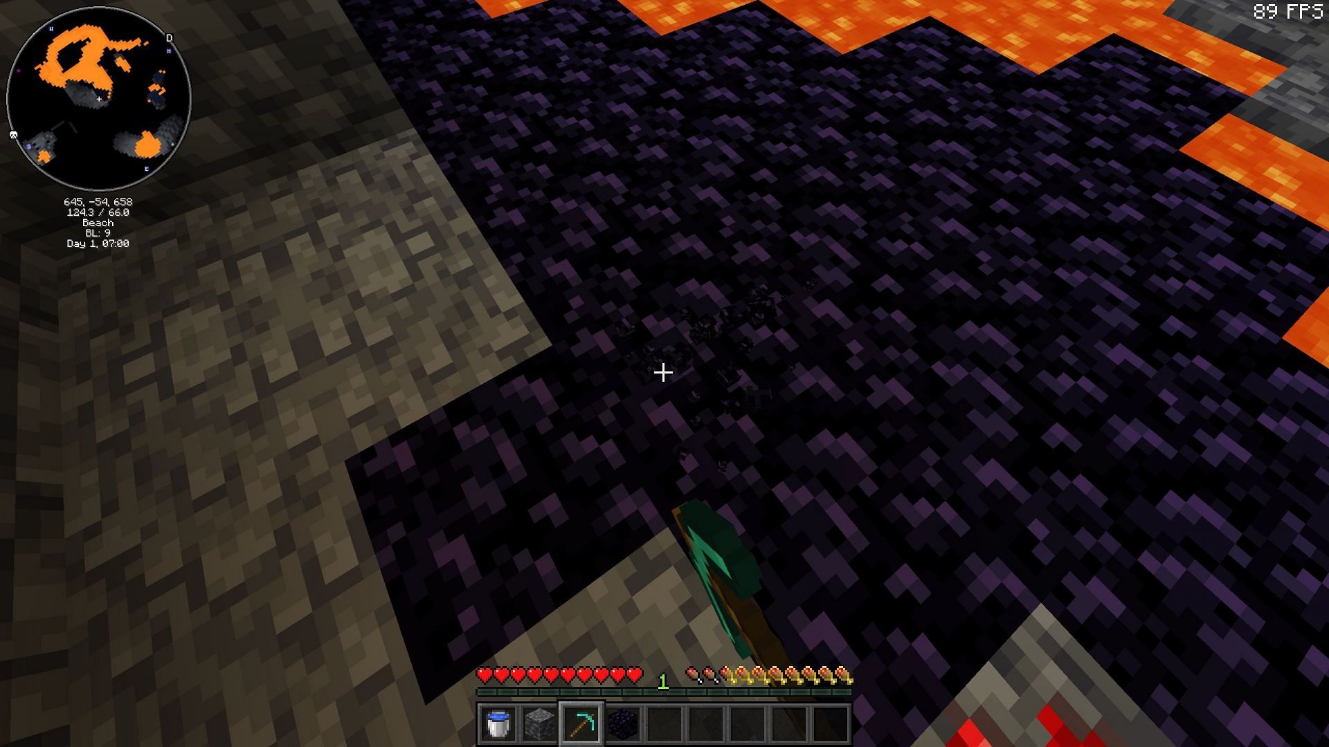 Obsidian blocks can be mined only by a diamond or netherite pickaxe. (Image via Sportskeeda Gaming/Mojang Studios)