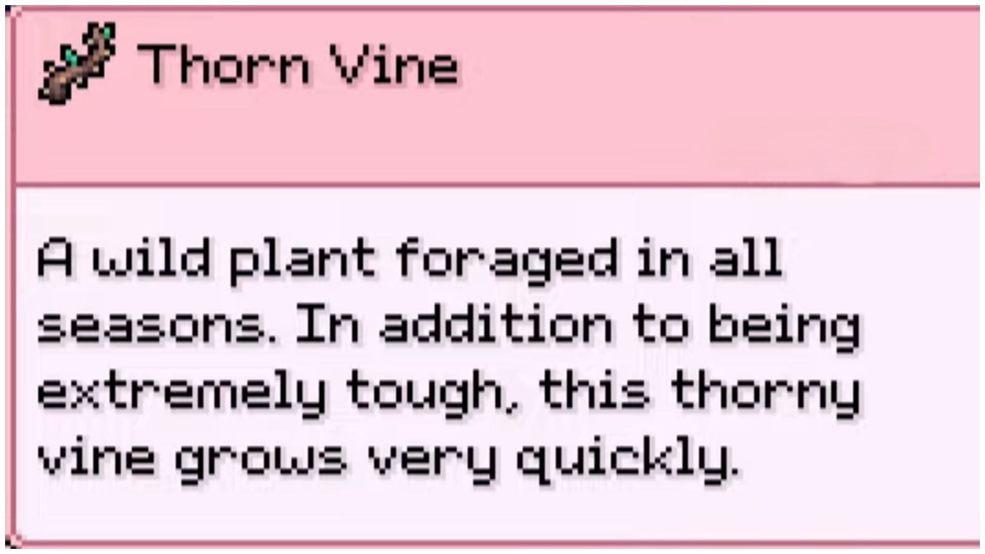 Thorn Vine description in Fields of Mistria (Image via NPC Studio)