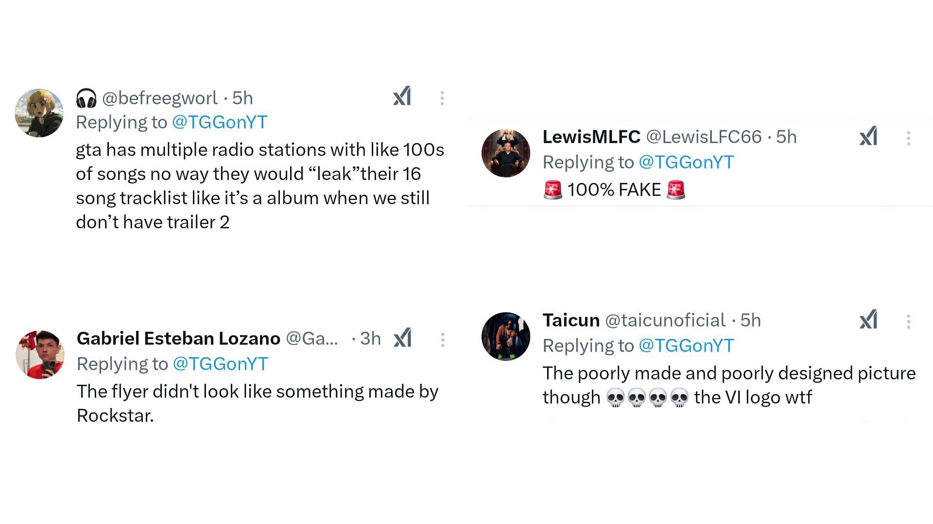 A collage of a few reactions by the Grand Theft Auto community on the supposed GTA 6 soundtrack leak (Image via Rockstar Games)