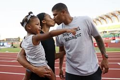 Allyson Felix gets emotional as she shows her daughter's special birthday card for father Kenneth Ferguson