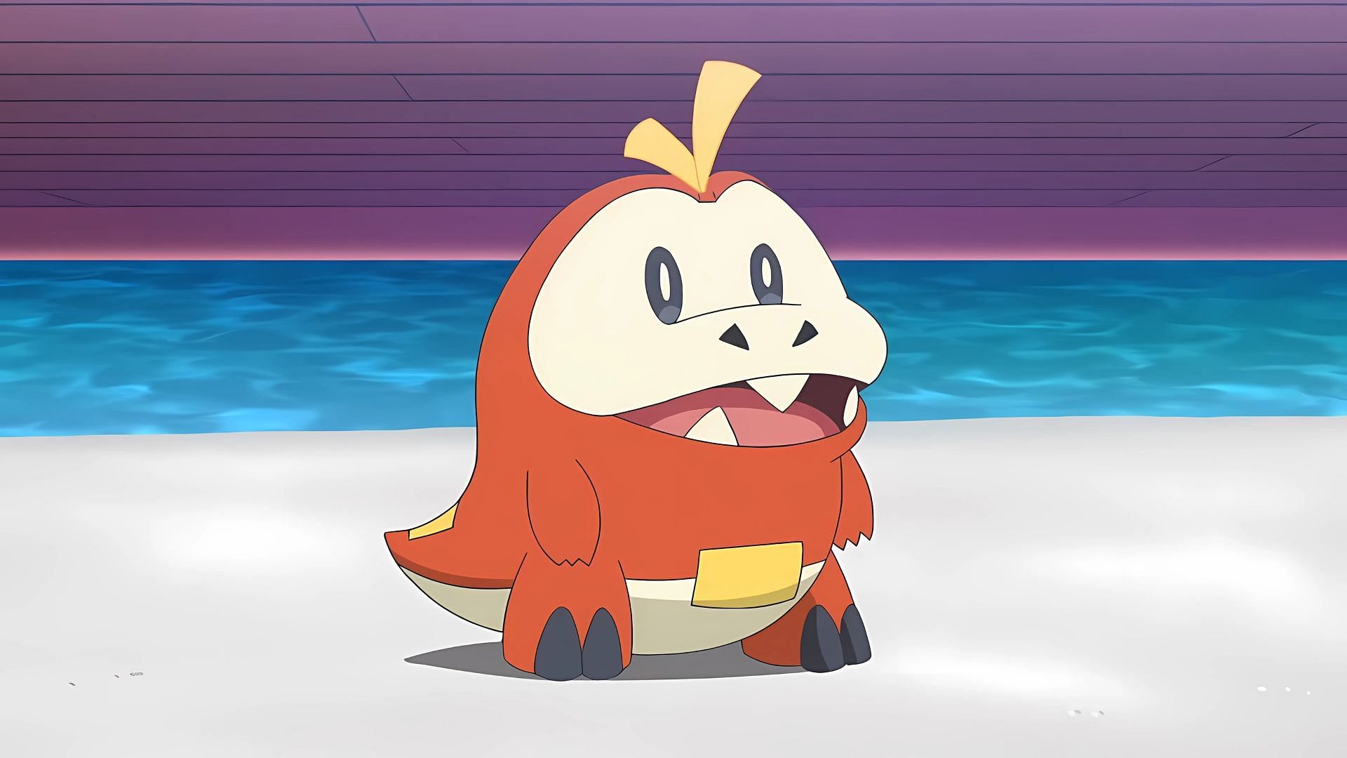 Fuecoco in the anime. (Image via The Pokemon Company)