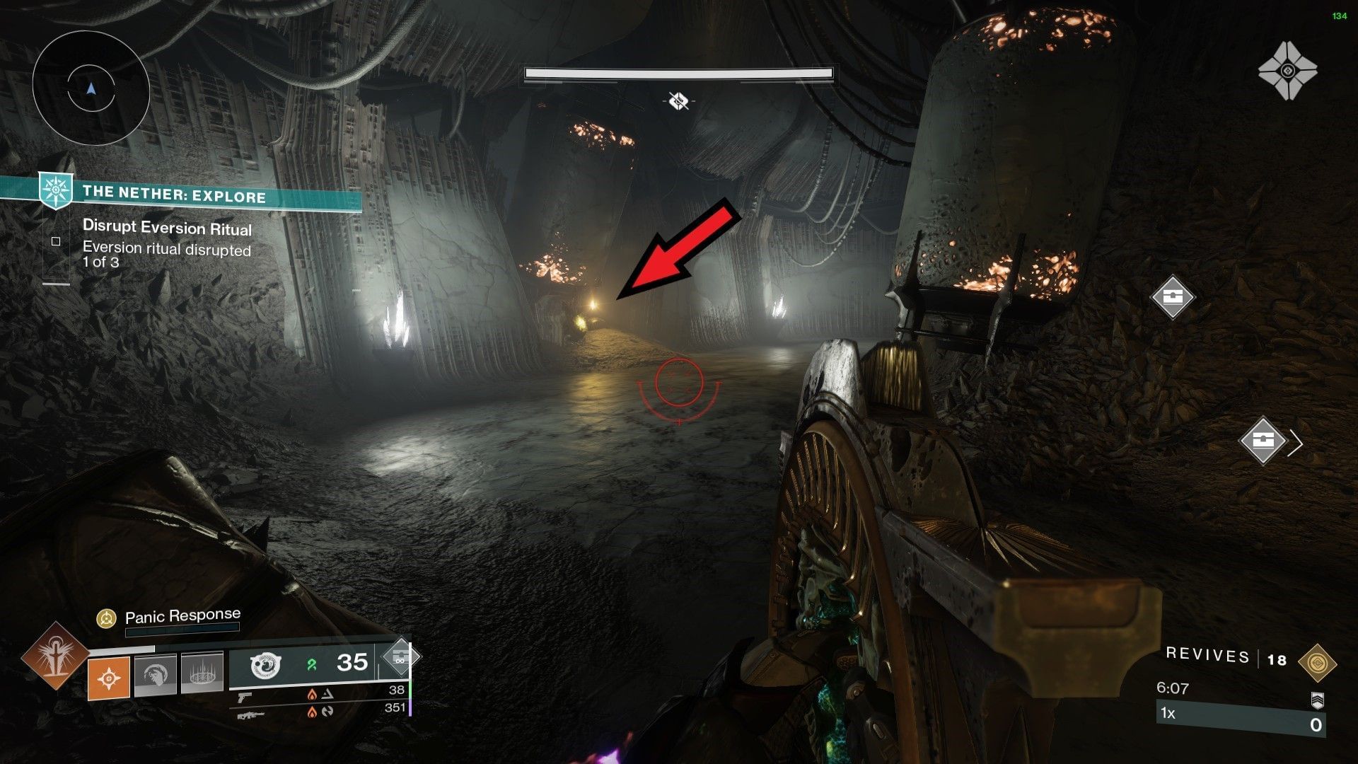 An object inside the gap on the wall of Destiny 2 Nether (Image via Bungie)