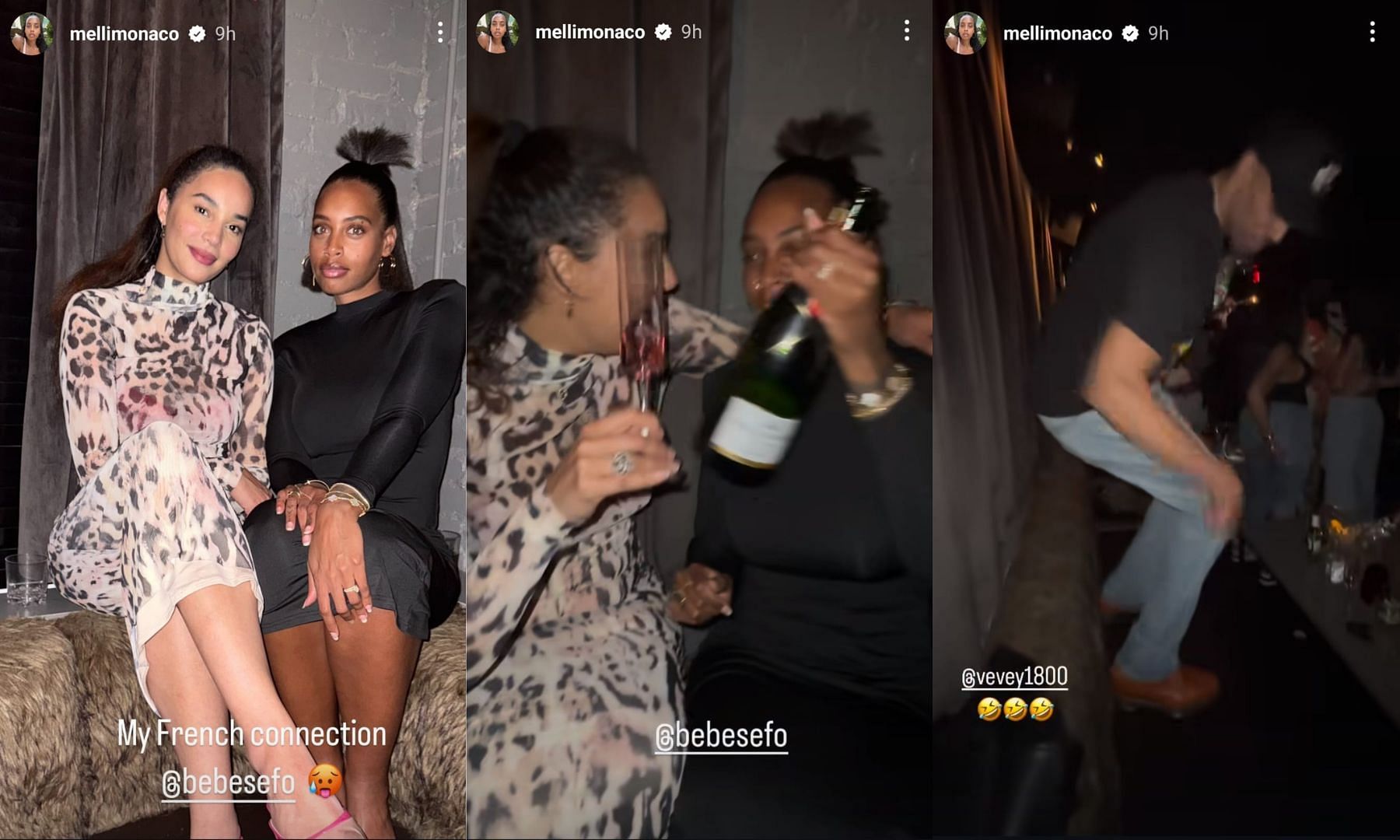 Melli Monaco&#039;s Instagram stories from her night out with Thabo Sefolosha and his wife