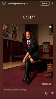 Skylar Diggins-Smith's Instagram post reacting to Niele Ivey's feature on Essence magazine