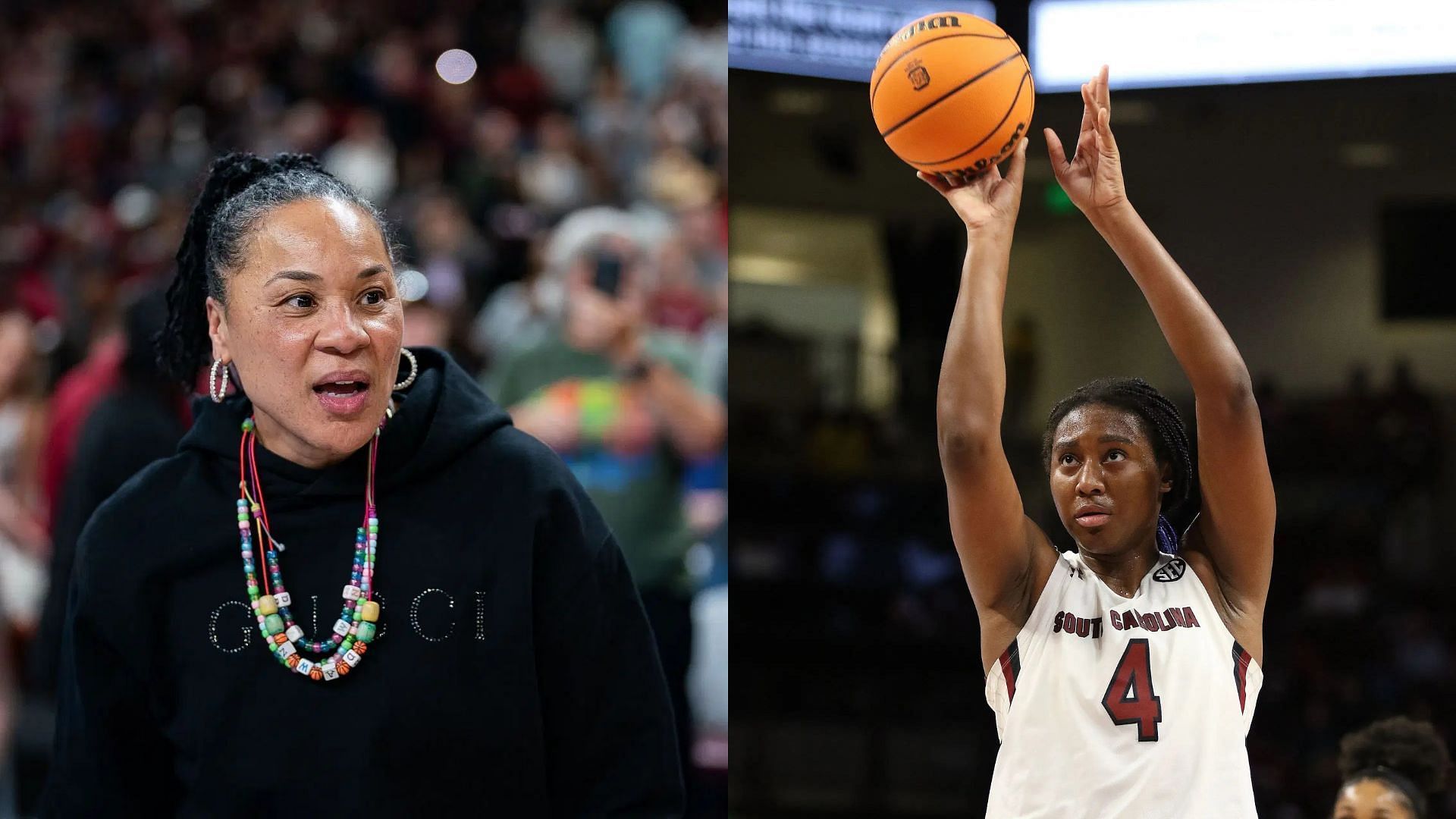 Dawn Staley and Aliyah Boston