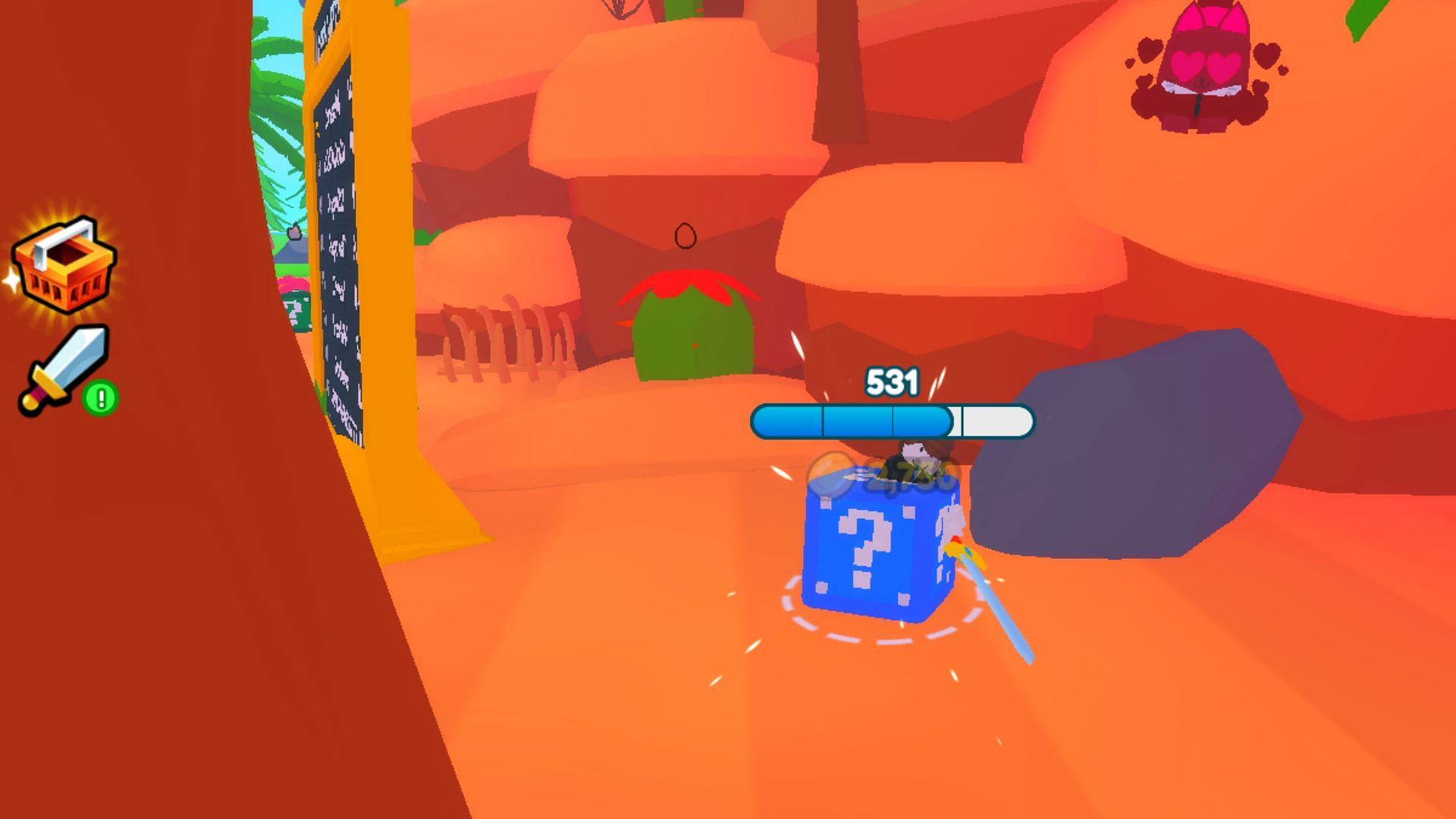 The unique blue block gives Gems when destroyed (Image via Roblox)