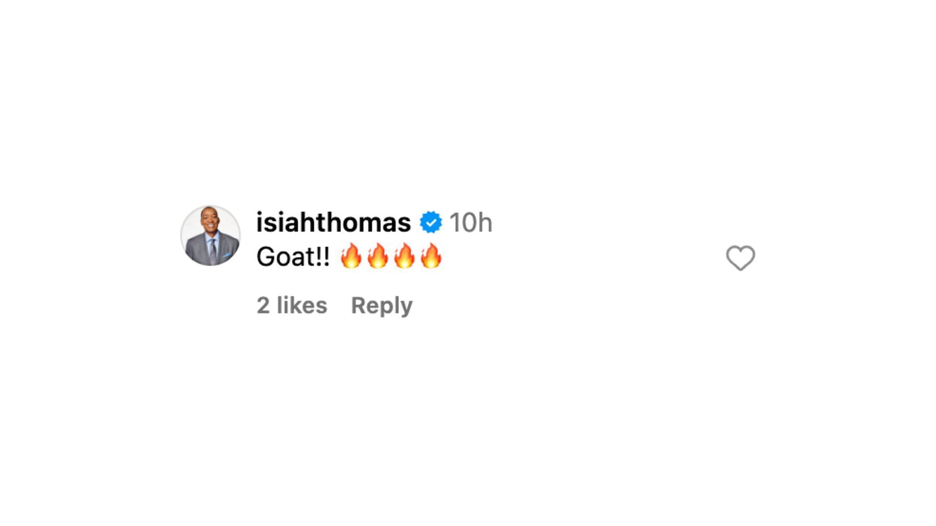 Isiah Thomas comments on Candace Parker&#039;s post. Photo Credits: IG/@candaceparker