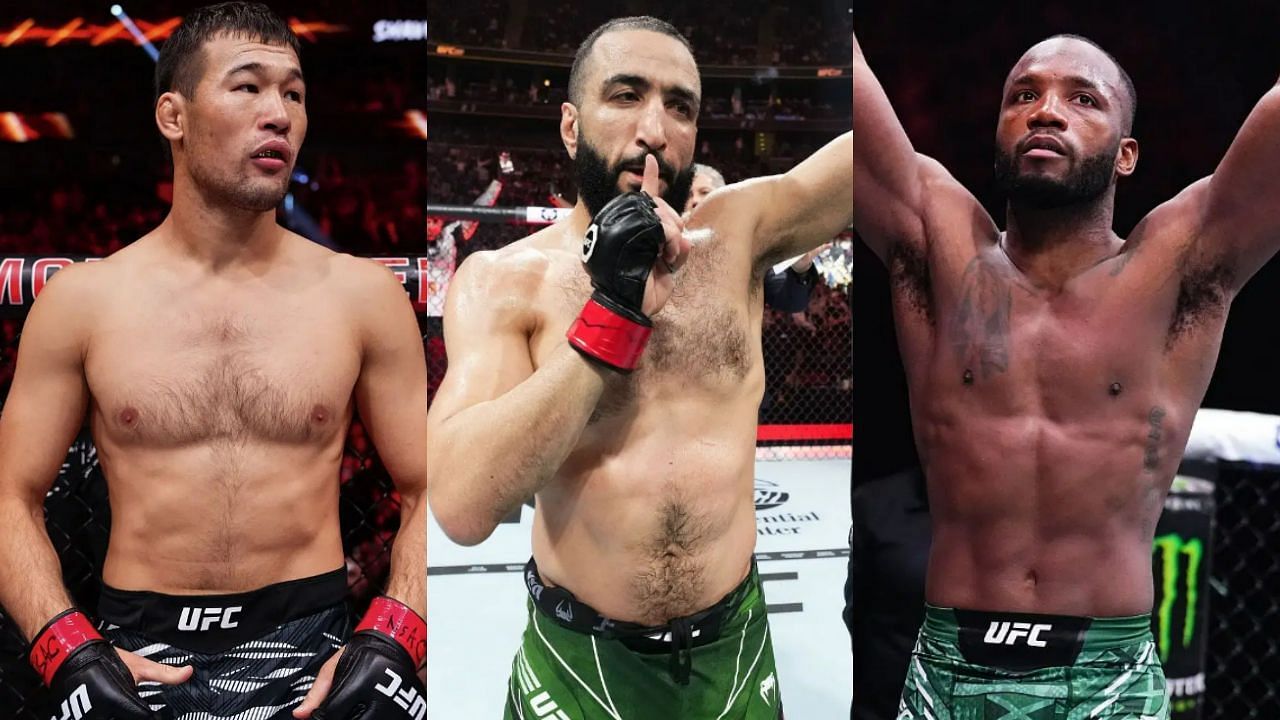 Shavkat Rakhmonov (Left),  Belal Muhammad (Middle), and Leon Edwards (Right)