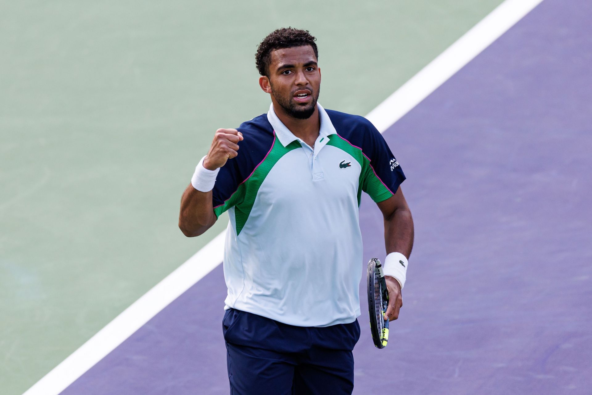 Fils celebrates a point in the BNP Paribas Open - Source: Getty