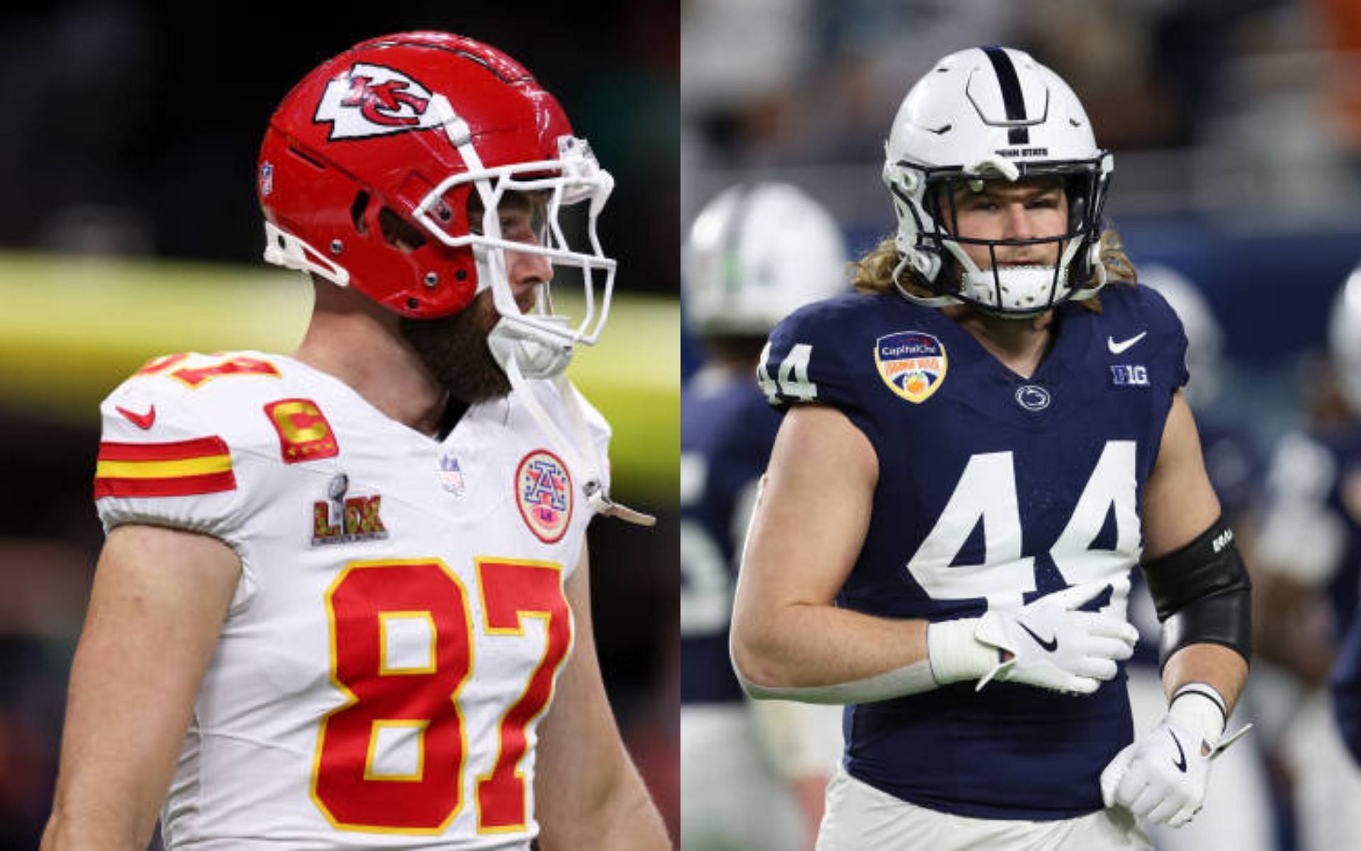 Travis Kelce (left) discusses Tyler Warren