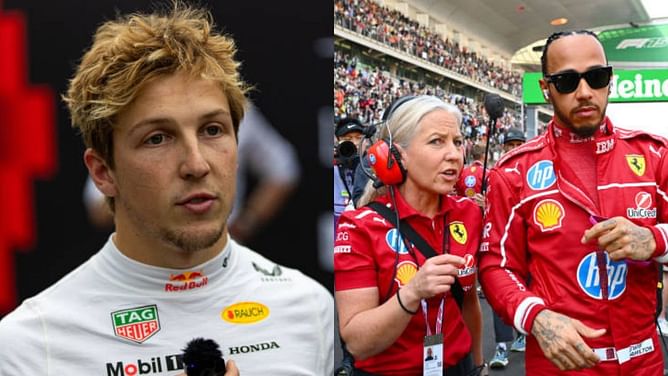 Watch: Liam Lawson meets Lewis Hamilton's aide Angela Cullen ahead of the F1 Chinese GP