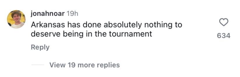 A fan reacts as John Calipari and Arkansas get optimistic news before March Madness - Image source: Instagram/br_hoops