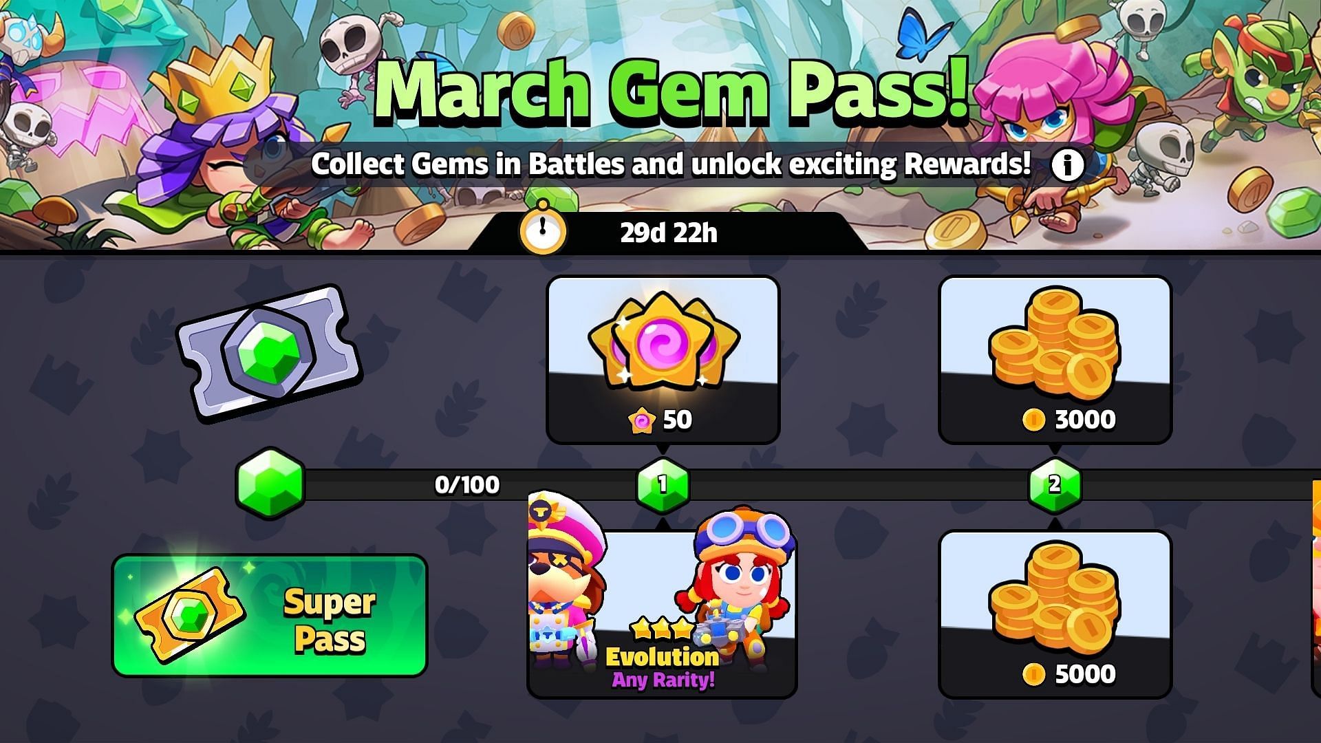 Some rewards of the Gem Pass this month (Image via Supercell)