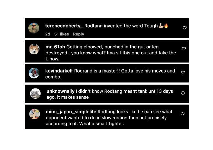 Screenshot of comments. [ONE Championship/Instagram]