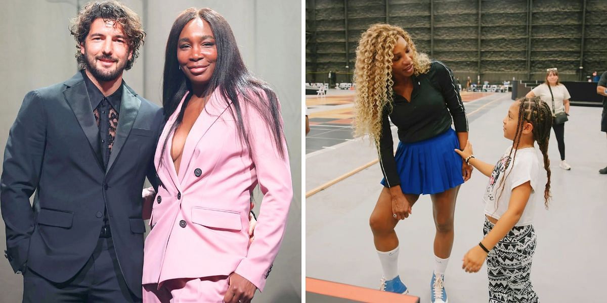 Venus Williams and Andrea Preti (L) and Serena Williams and Olympia (R); ( Source - Getty Image (R) and Instagram @serenawilliams)