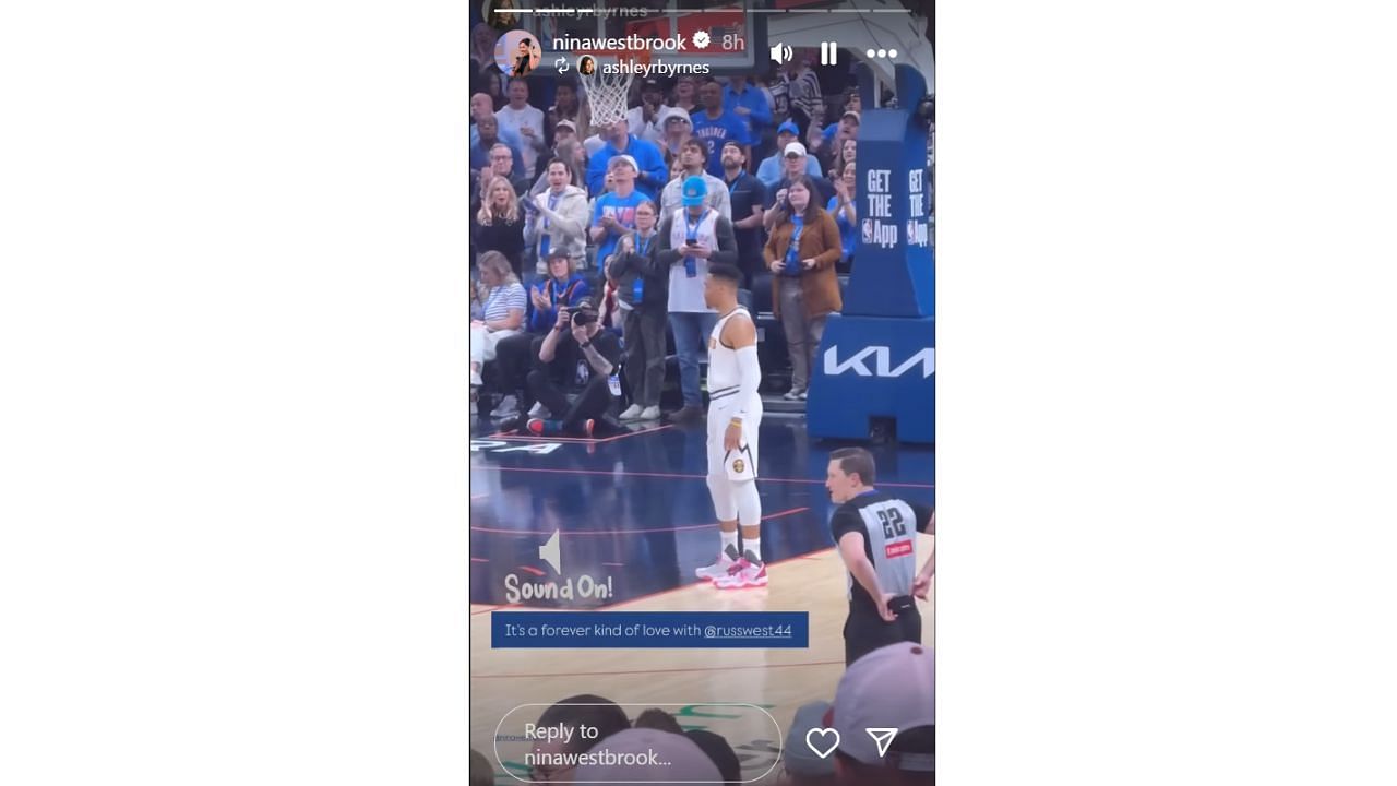 Russell Westbrook&#039;s wife shares a clip of Russell Westbrook&#039;s warm welcome from the OKC Thunder crowd on Sunday. [photo: @ninawestbrook/IG]