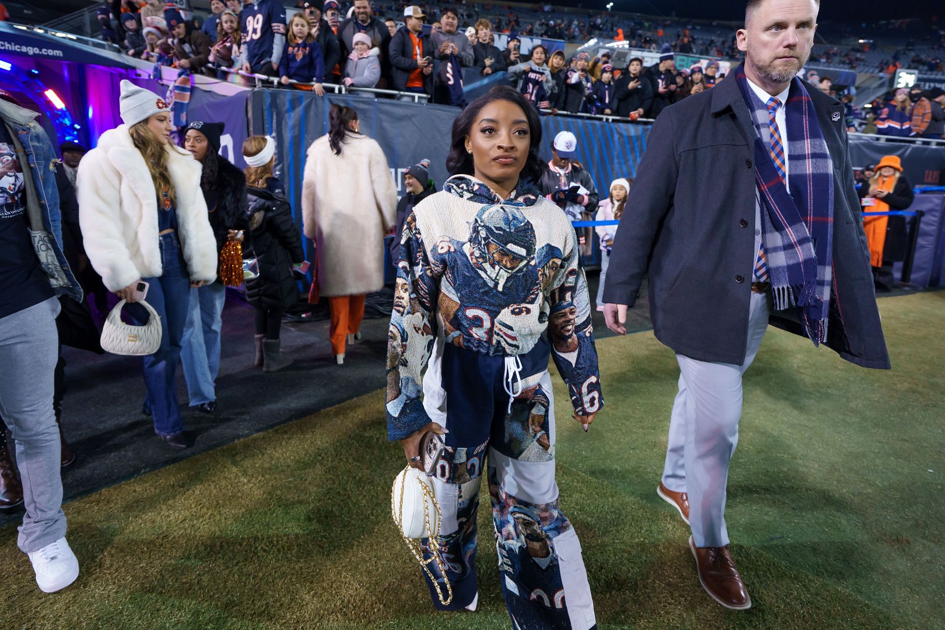 Simone Biles arrives for Seattle Seahawks v Chicago Bears - Source: Getty