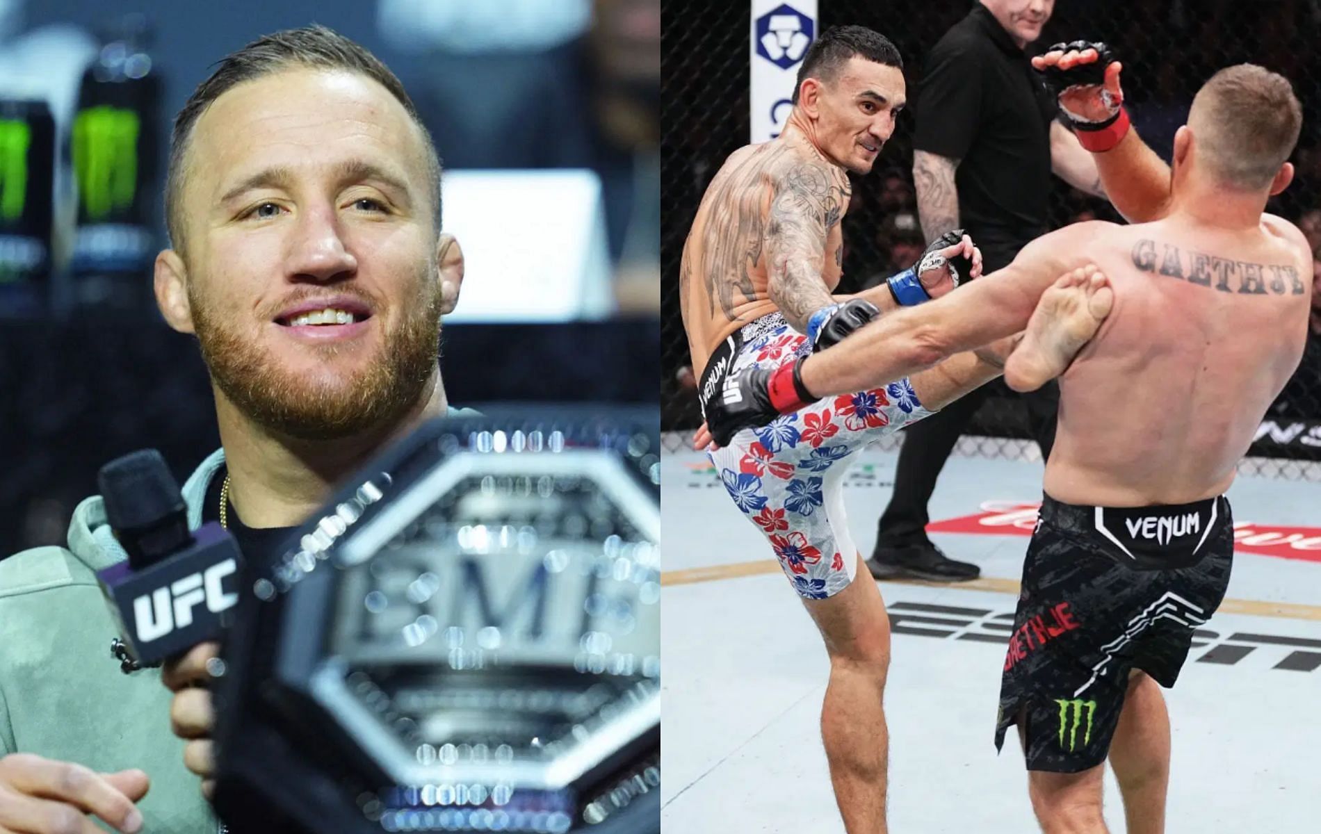 Justin Gaethje jokes about rewatching his previous fight against Max Holloway at UFC 300. [Image Courtesy: Getty Images]    