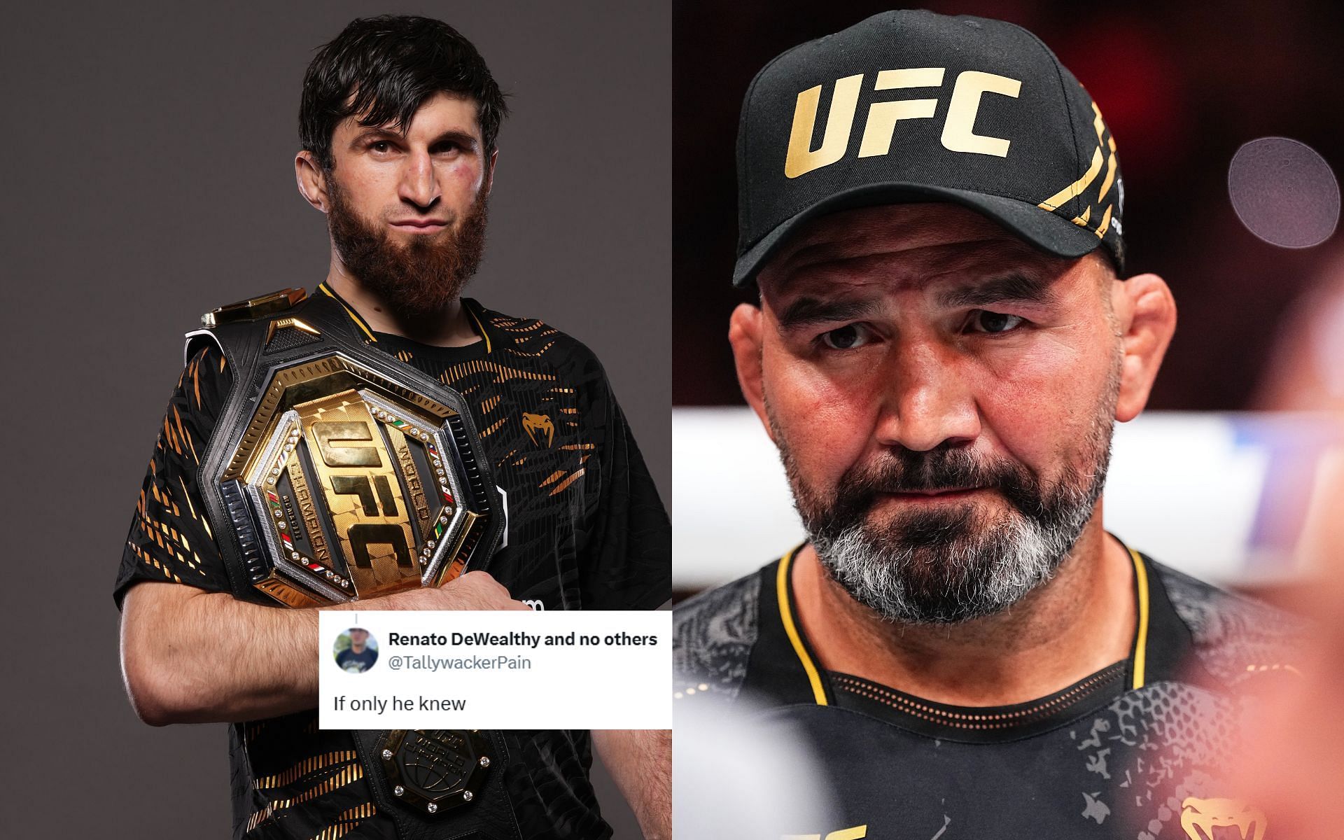 Magomed Ankalaev (left) is the current UFC light heavyweight champion, whereas Glover Teixeira (right) is a former UFC light heavyweight champion [Images courtesy: Getty Images]