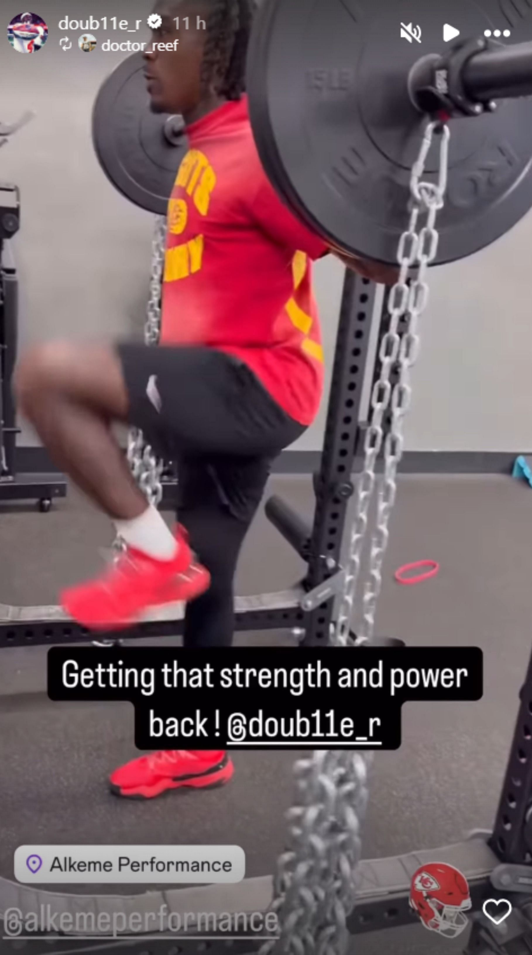 Rice&#039;s workout story on Instagram/@doub11e_r