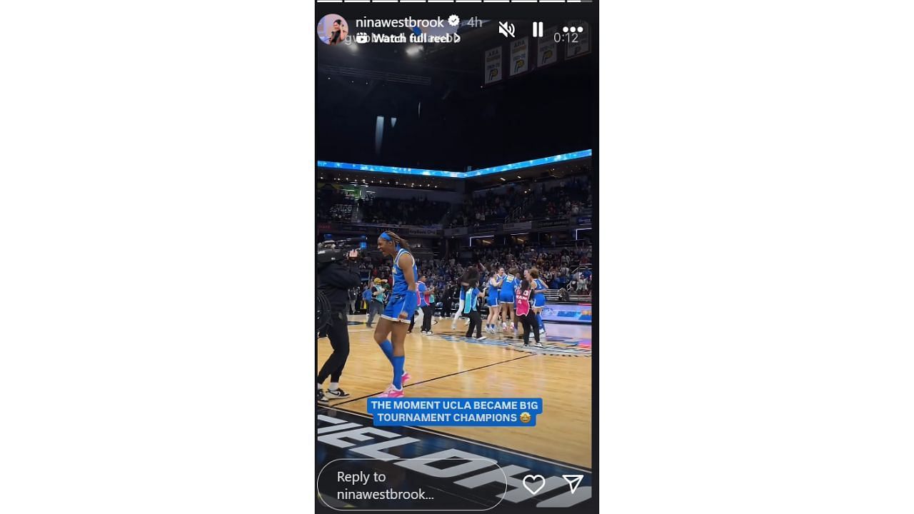 Nina Westbrook shows excitement via IG story following her alma mater&#039;s win over USC on Sunday. [photo: @ninawestbrook/IG]